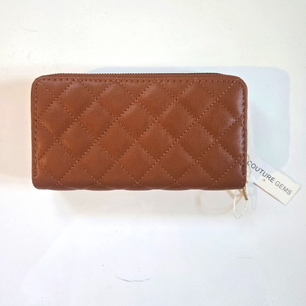Couture Gems Brown Quilted Wallet